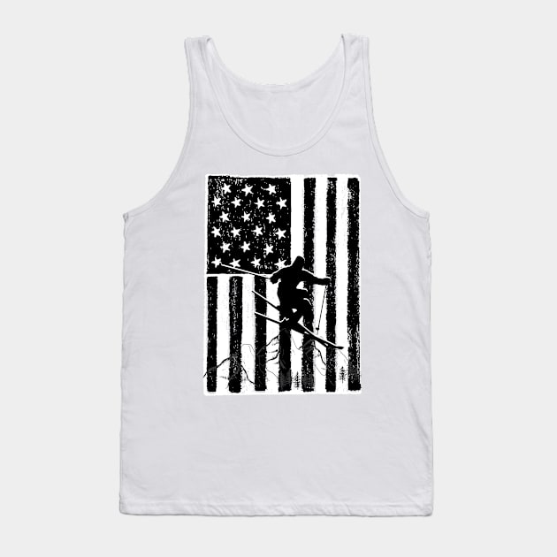 Vintage Skiing Us Flag Tank Top by JustBeSatisfied